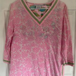 Gretchen Scott Designs Pink Coral-Print V-Neck Tunic